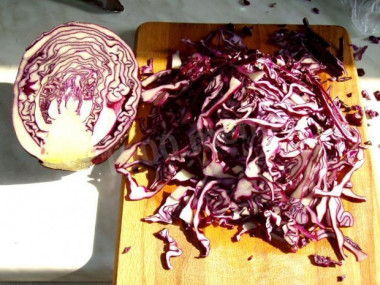 Red cabbage salad with apples and raisins