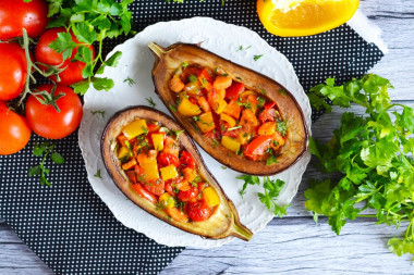 Eggplant boats in the oven