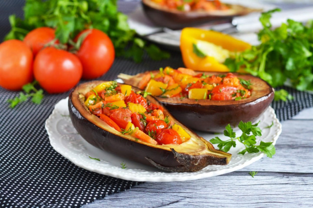 Eggplant boats in the oven