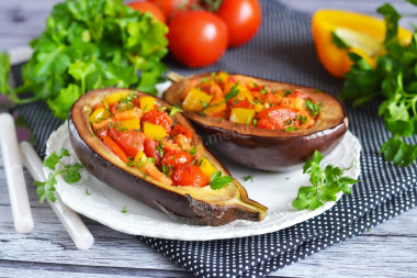 Eggplant boats in the oven