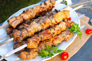 Pork kebab on kefir