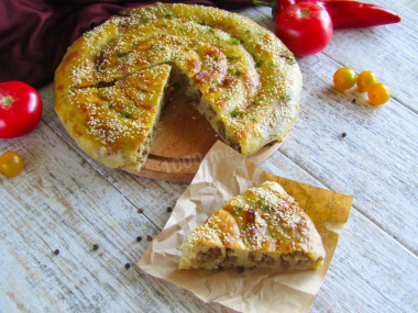 Turkish burek with meat filling