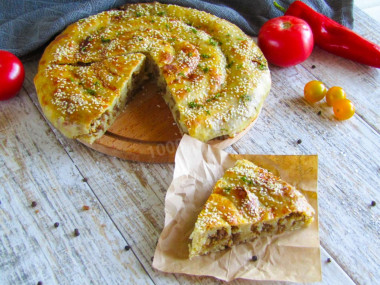 Turkish burek with meat filling