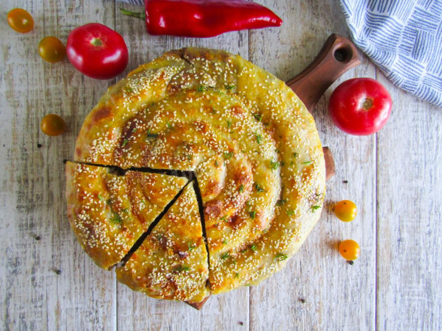 Turkish burek with meat filling