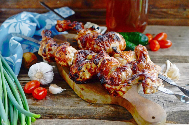 Chicken kebab on the grill