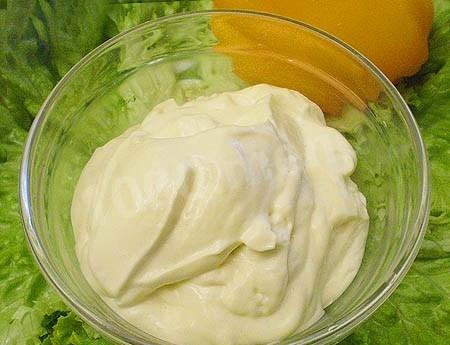 Mayonnaise in a blender with mustard