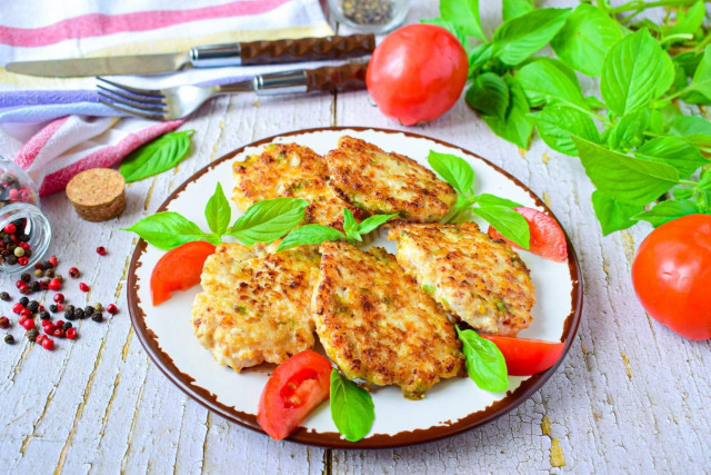 Chicken breast pancakes, chopped