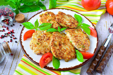 Chicken breast pancakes, chopped