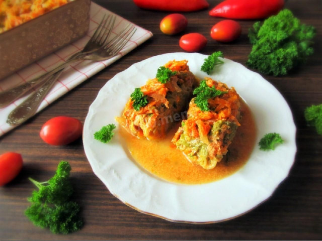 Cabbage rolls in the oven in tomato sour cream sauce