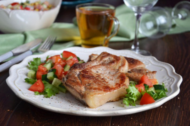 Pork escalopes in a frying pan