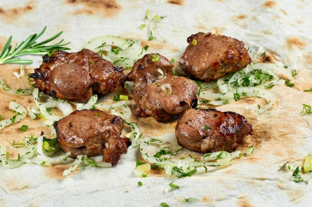 Tenderloin kebab on the grill