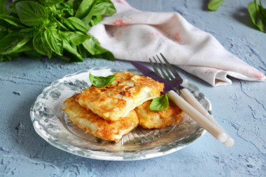 Fish fillet in a frying pan