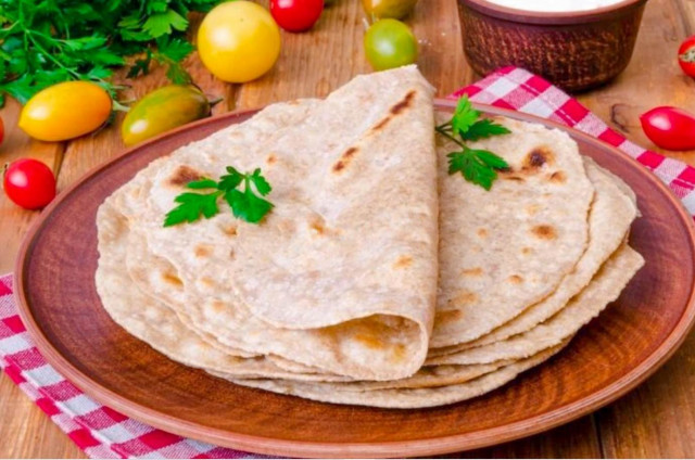 Chapati Indian flatbreads on water