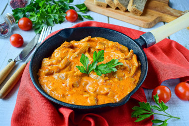 Classic pork beef stroganoff with tomato paste