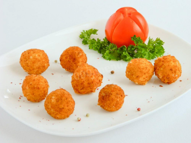 Cheese balls in a frying pan