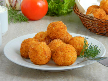 Cheese balls in a frying pan