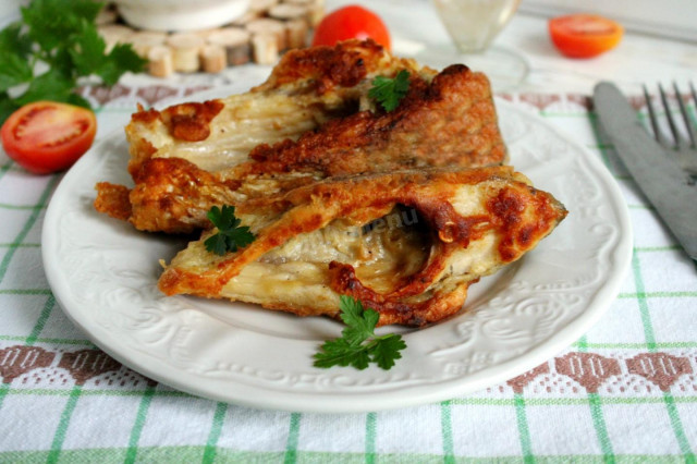 Fish with mayonnaise in batter