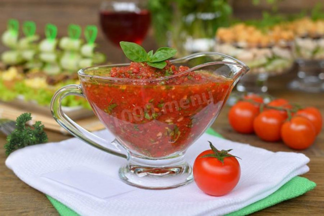 Georgian sauce with coriander and tomato paste spices