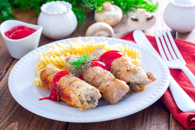 Pork fingers in a frying pan