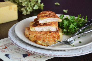 Chicken fillet chops with cheese