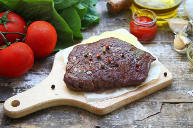 Beef steak in in the oven