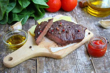 Beef steak in in the oven