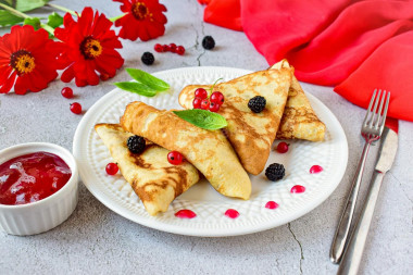 Pancakes in a bottle with milk