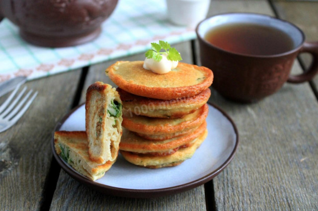 Pancakes with cheese on kefir