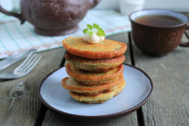 Pancakes with cheese on kefir