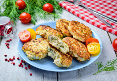 Juicy chicken breast cutlets, chopped