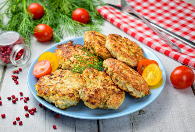 Juicy chicken breast cutlets, chopped