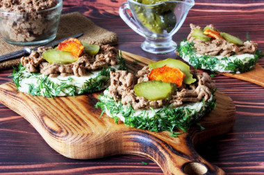 Sandwiches with liver paste for the festive table