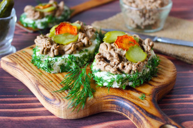 Sandwiches with liver paste for the festive table
