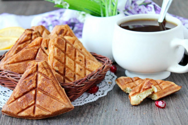 Waffle cookies in a waffle iron