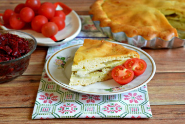 Potato and onion pie in the oven