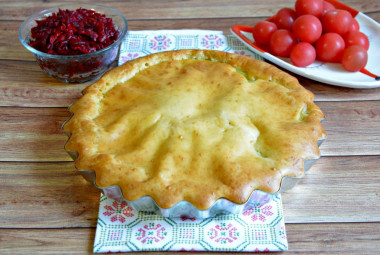 Potato and onion pie in the oven