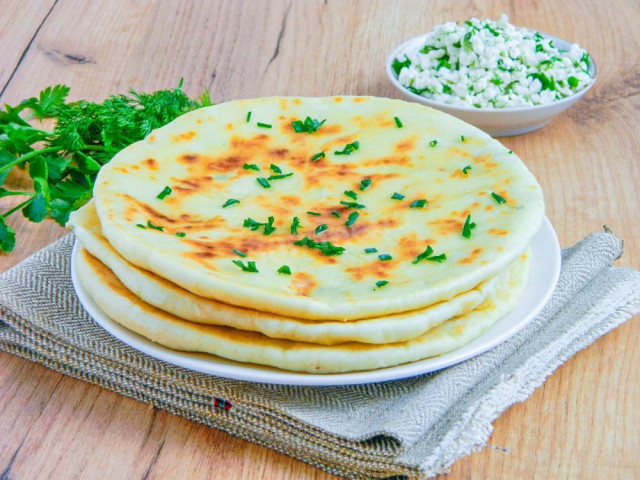 Tortillas with cottage cheese in a pan on kefir