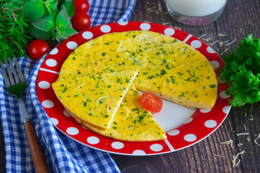 Kefir omelet in a frying pan