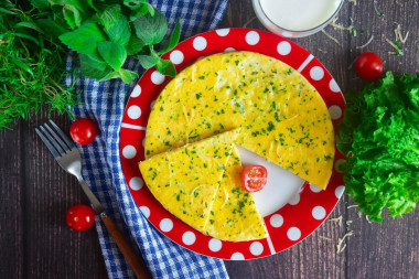 Kefir omelet in a frying pan