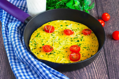 Kefir omelet in a frying pan