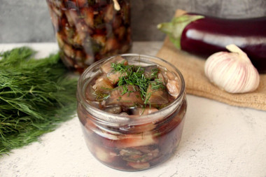 Salted eggplant with garlic for winter