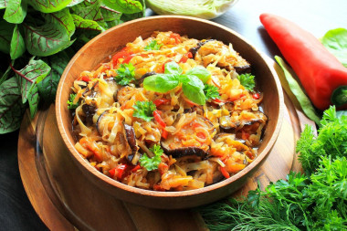 Eggplant cabbage stewed bell pepper