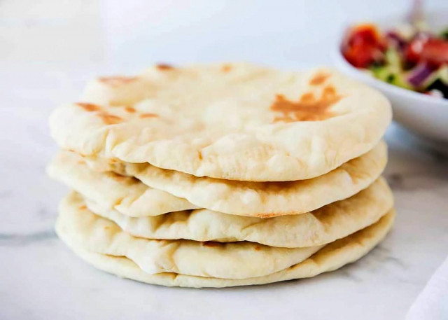 Bazlama Turkish flatbread on kefir