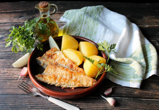 Pollock fillet on a grill pan