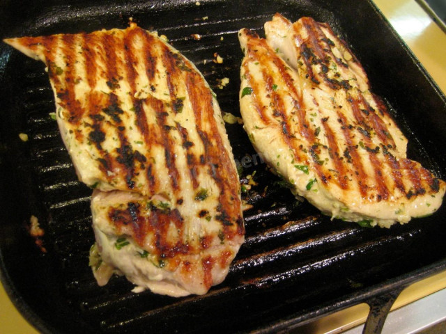 Turkey steak on a grill pan