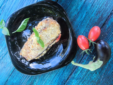 Eggplant with vegetables baked in the oven