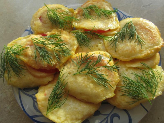 Tomatoes in batter with cheese