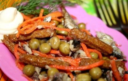 Korean carrot salad sprats crackers