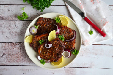 Meat in soy sauce in oven