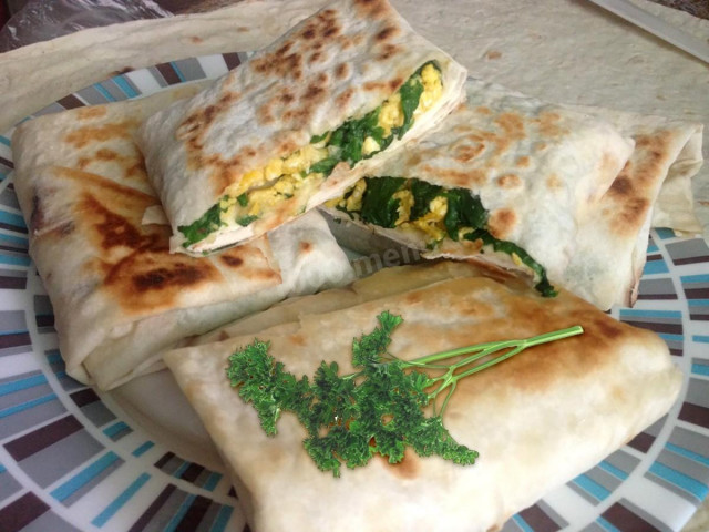 Lavash with egg and greens